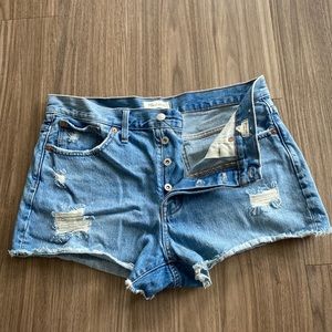 Madewell Denim shorts, size 29, relaxed and ripped style.
